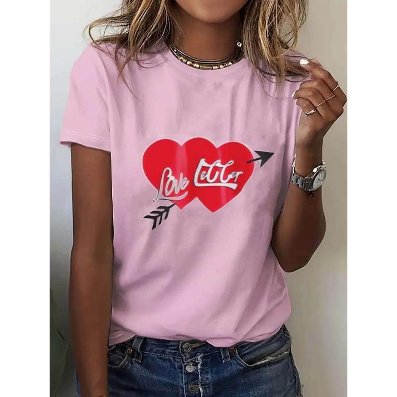 Summer Round Neck 3D Fashionable and Minimalist Print Top Fashionable Casual Short Sleeved Women's T-shirts