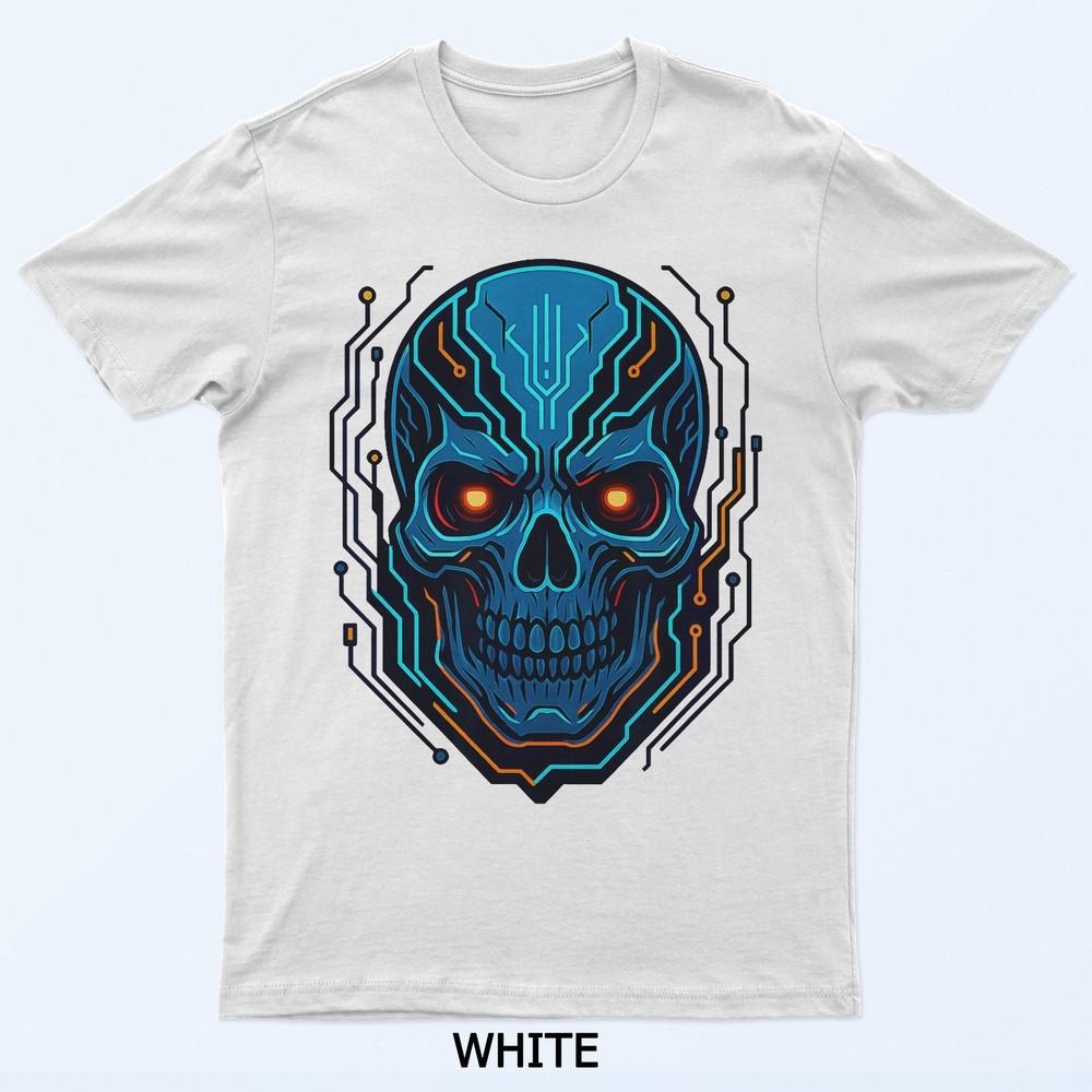 

Cyber Skull Tech Circuit Graphic T-Shirt L