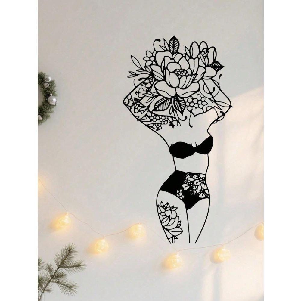 Laser Cut Bohemian Floral Goddess Metal Wall Art Modern Home Decor Bathroom Bedroom Meditation