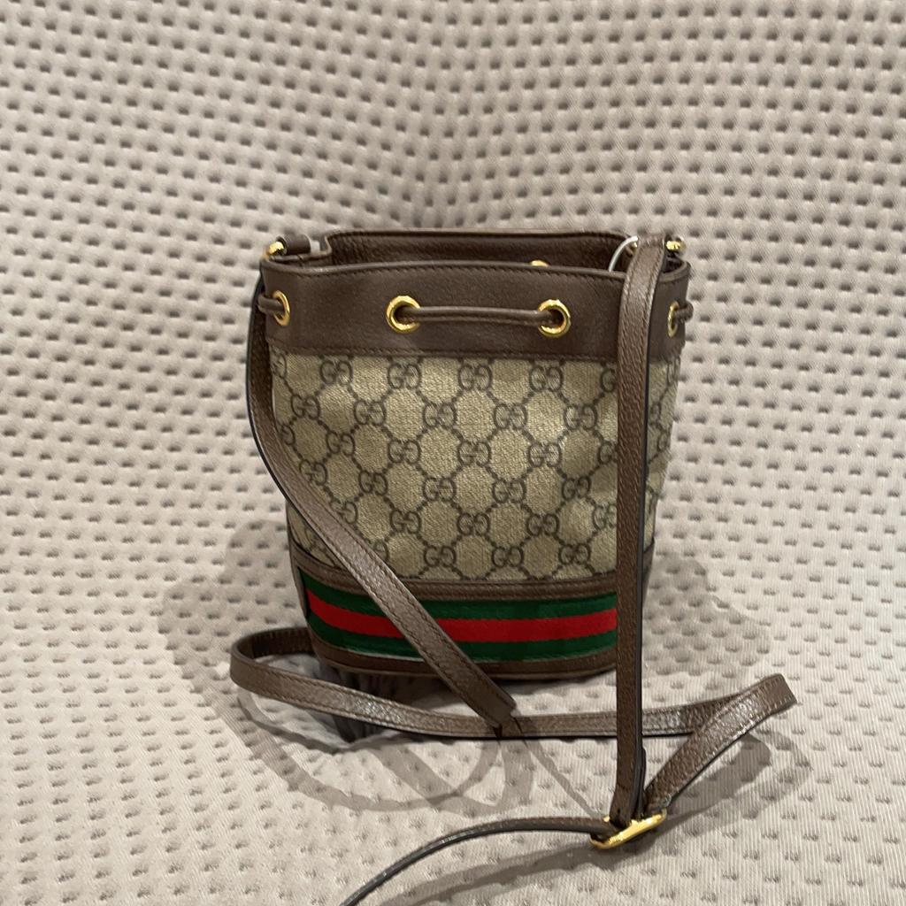 [Pre-Owned] Gucci Ophidia Mini Bucket Bag 'Beige/Ebony' - Very Good #11C711R