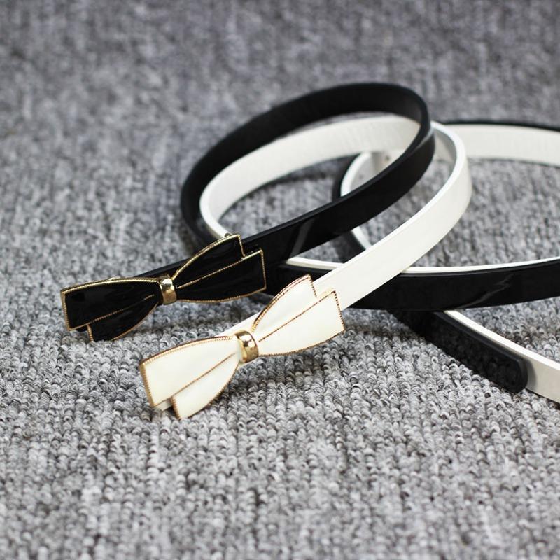 Korean-Style Fashionable Bow Buckle Sweet Patent Leather Women’s Slim Belt – Versatile Thin Belt for Long Tops and Dresses