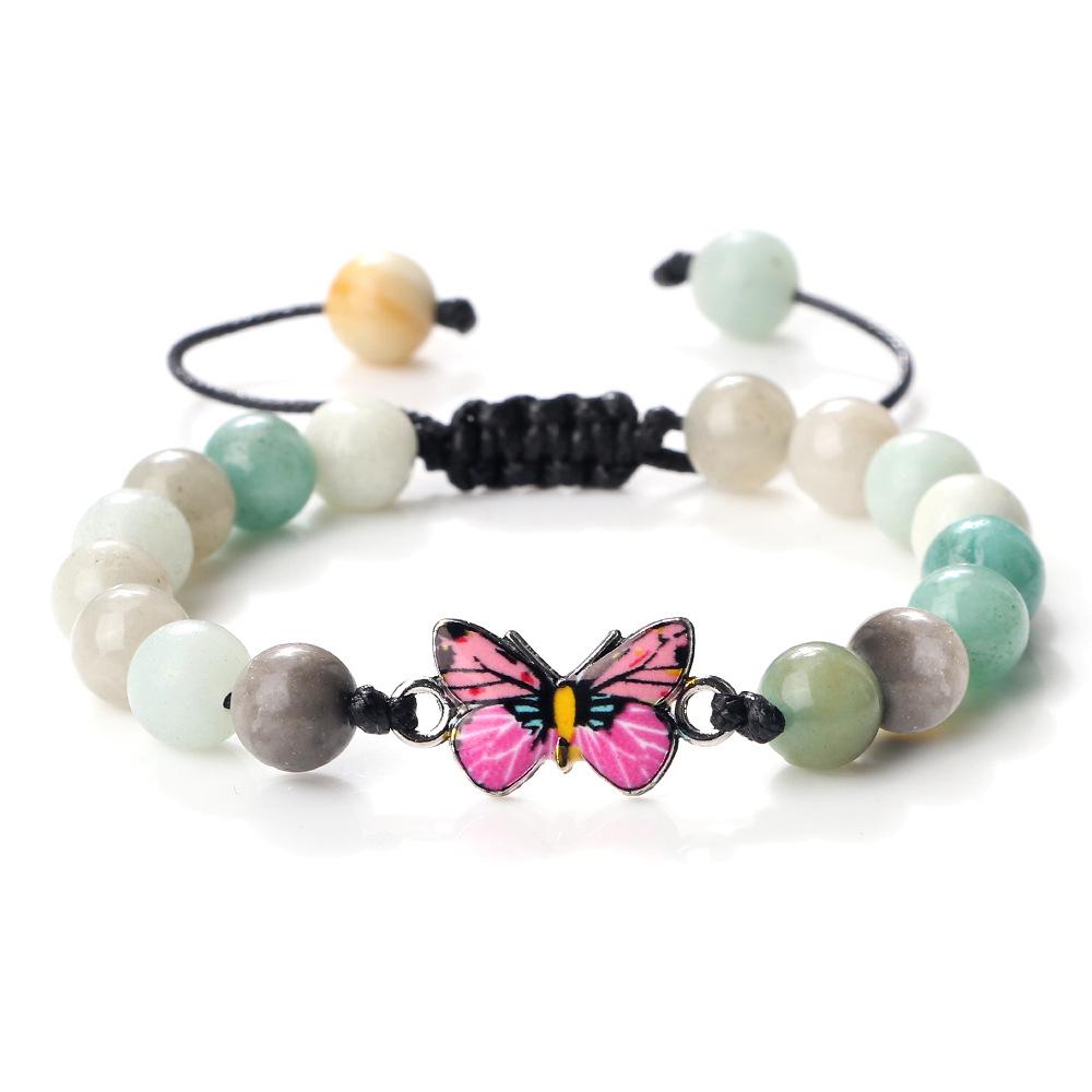 Adjustable Hand-Woven Bracelet with Butterfly Pendant for Women, Men's Gift, In Stock
