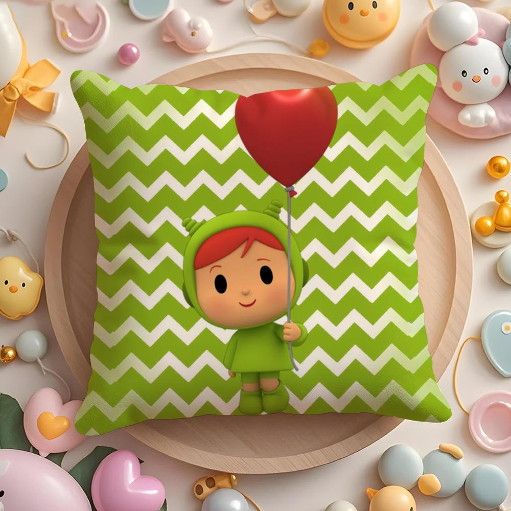 Cartoon Cute P-Pocoyo Pillow Case Short Plush Double-Sided Printing Home Machine Washable In Warm Winter Cushion Cover