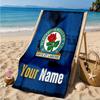 Custom Name Blackburn Rovers Crest Personalized Microfiber Beach Towel, Quick-Dry, Ideal for Summer Travel, Beach Essential, Swimming