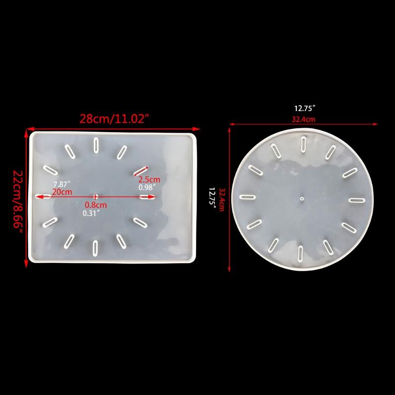 Runde/Eckige Uhr Harzform Silikon Gießform Epoxidharzform für Handgemachte DIY-Bastelarbeiten Herstellung von Heimdekorationen