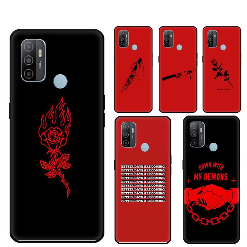 Red Doodles Aesthetics Quotes Case For Oppo A80 A40 A60 A98 A78 A18 A38 A58 A16 A76 A96 A17 A77 A74 A94 A54 A57S A15 Cover