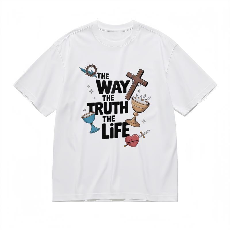 

Men s Fashion Breathable Classic T-Shirt Gold Cup Sword Heart Abstract Print Tee L