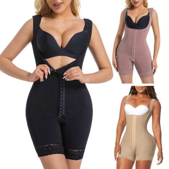 High Waist Shapewear Open-Crotch Bodysuit Shaper with Front Clasp Firm Tummy Control Hip Lifting Body Shaper Breathable Postpartum Recovery Daily