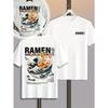 Casual Street Style T-shirt Japanese Waves Ramen Pattern Suitable for Daily Wear Cotton Soft