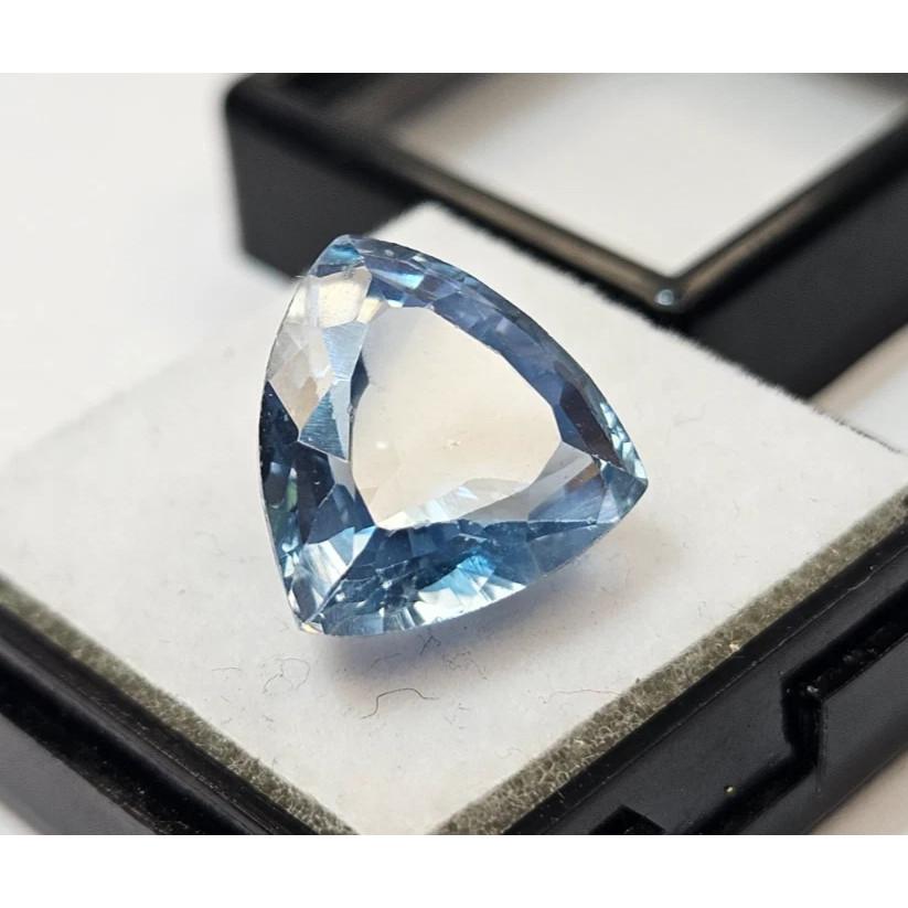 12+ Ct Blue Color Aquamarine Trillion Cut Beautiful Certified Loose Gemstone