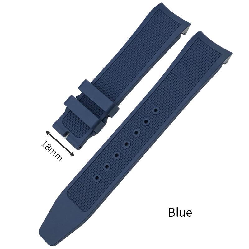 

20mm Curved FKM Fluororubber Watchband for IWC Panda Portugieser Portofino Mark Black Blue Bracelets Diver Sports Watch Strap 20mm синий