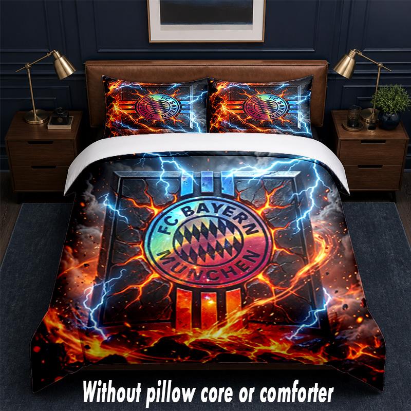 Set Biancheria da Letto Design Bayern Monaco 1 Copripiumino + 2 Federe Morbido Traspirante Biancheria da Letto per la Casa