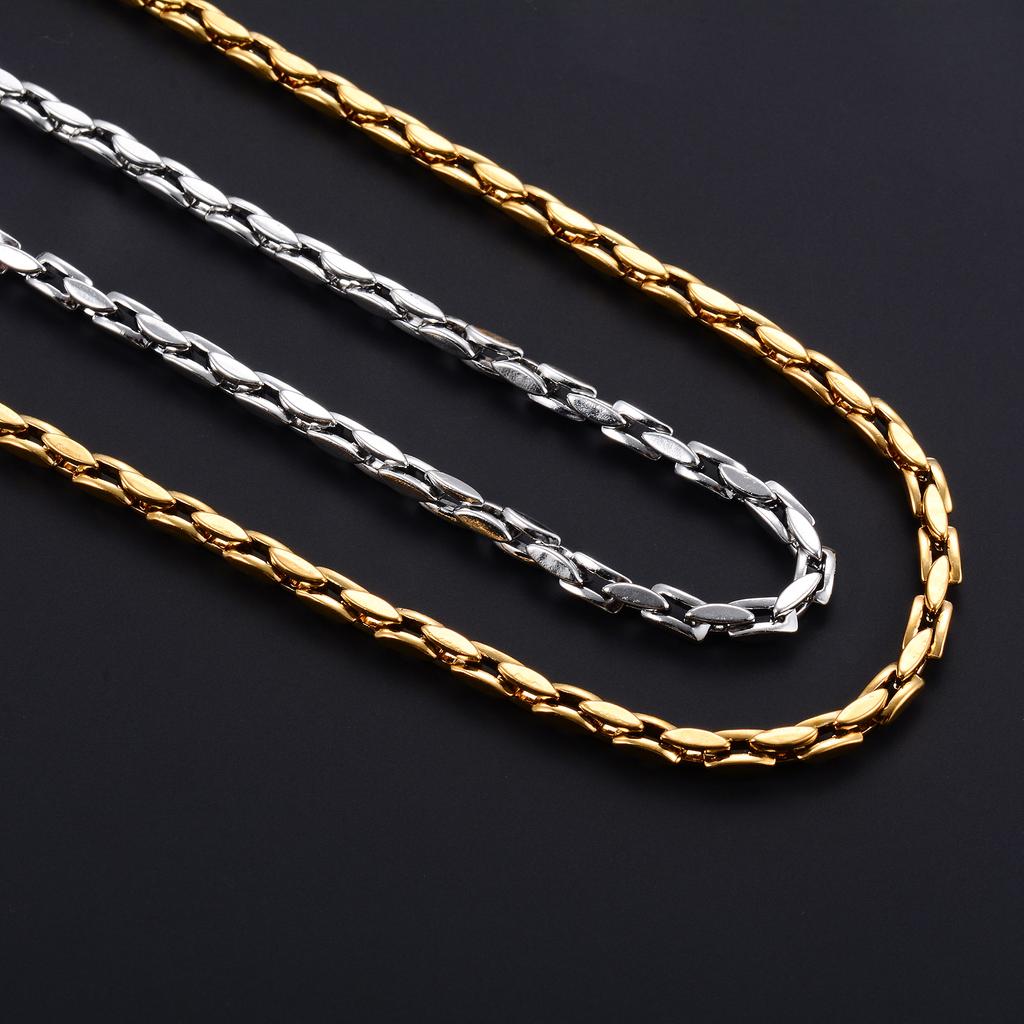 4,2 mm Schicke Edelstahl-Halskette Grobgliedrige Halskette für Männer Frauen Hiphop Rock Punk Junge Choker Goldfarben Metallschmuck