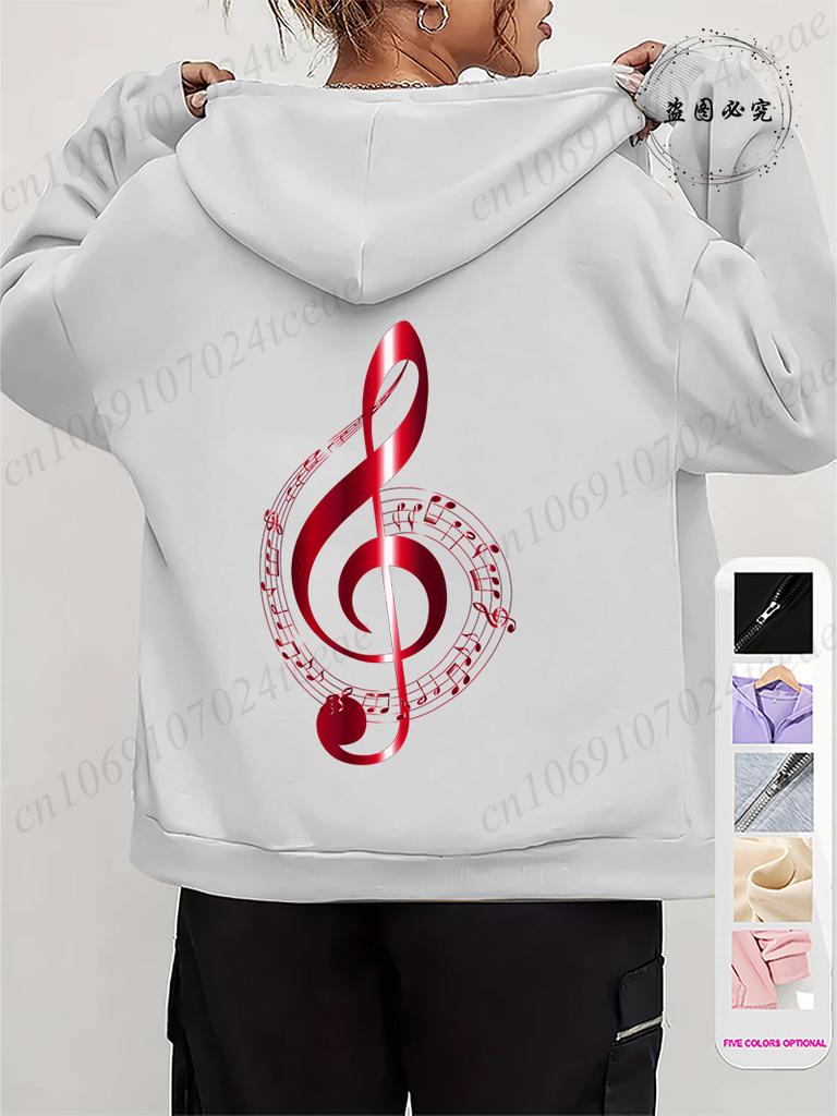 Men Women Fleece Hoodies Jackes Music Note Heartbeat Print Hoodie Zipper Jacket Male Hoodies Sweatshirt Music Zip Coats Clothes