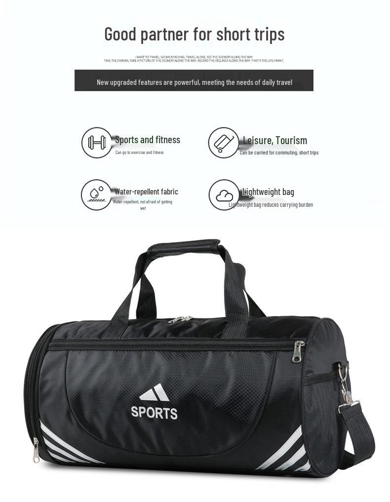 Water-Repellent Sports Fitness Bag with Wet/Dry Separation, Large Capacity, Lightweight, Handheld & Crossbody Travel/Yoga Bag