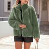 Women's Winter Thickened Double-sided Fleece Stand Collar Warm Cardigan Zipper Jacket