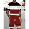 Men's Summer Comfortable Fashionable Striped Pattern 3D Printed 2-piece Set Leisure Sports Style Loose Oversized Breathable Sports Wear