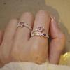 Temperament Sweet Light Luxury Pink Diamond Love Ring Female Korean Niche Versatile High-End Zircon Open Ring