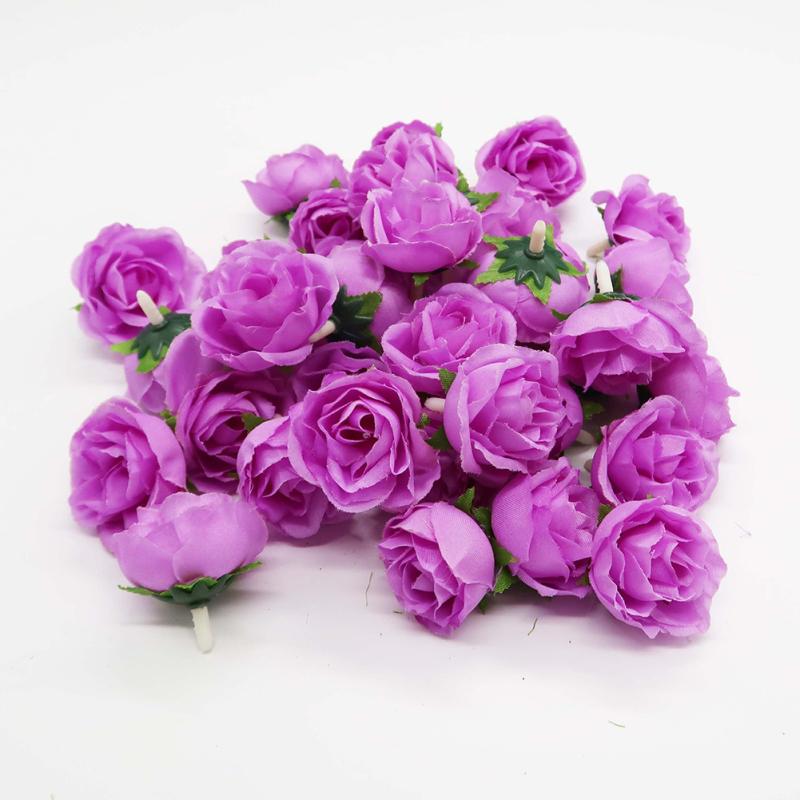 50pcs Fake Artificial  Silk  Rose  Heads Flower  Buds Home Bouquet Wedding Diy Craft