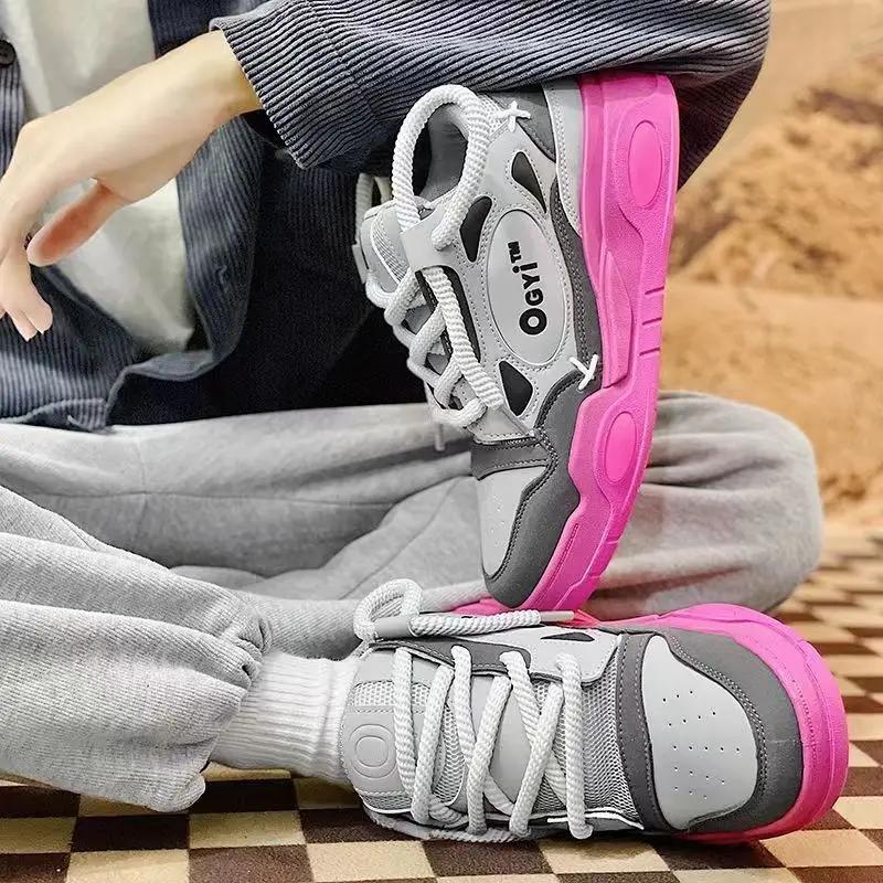 

2024 Новые мужские спортивные туфли, трендовая мода, повседневные дышащие и удобные кроссовки для бега, кроссовки для сноуборда, мужские 45 серый