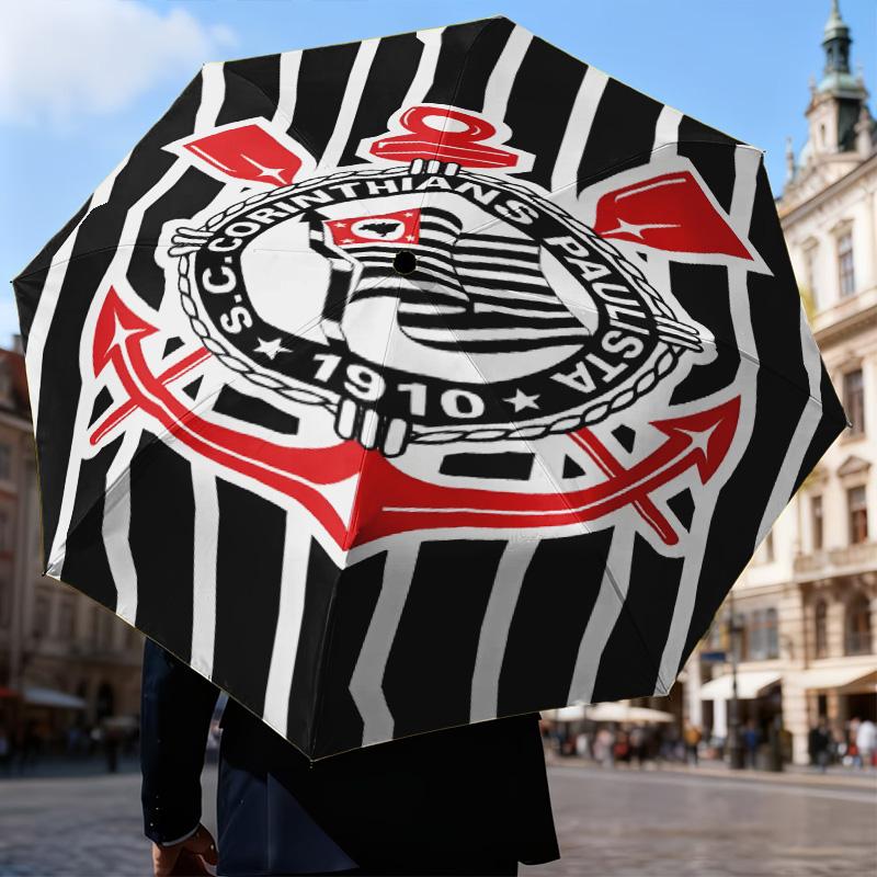 1PC Sport Club Football Crest Printed Umbrella Folding umbrella, automatic umbrella 8-Frame for Travel, camping Fan gifts Christmas Gifts
