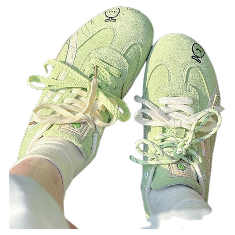 Argand Training Shoes New Autumn Round Head Mint Green Racing Shoes Versatile Flat-bottomed Casual Sports Shoes