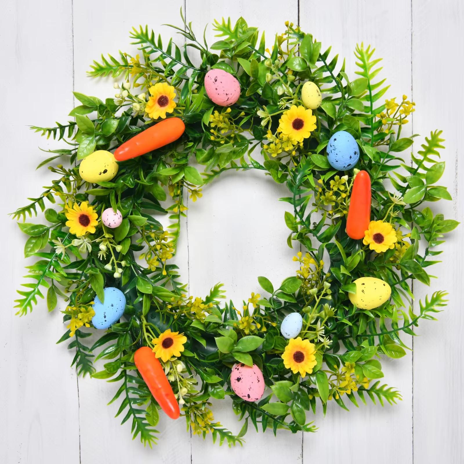 

Пасхальный венок с кроликом для входной двери или стены, искусственный венок с кроликом, весенний венок, пасхальный декор, подвесной венок для улицы и дома