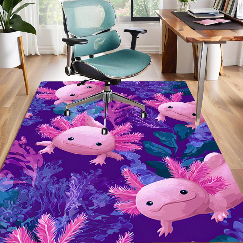 Crystal Velvet Axolotl Printed Area Rug for Bedroom, Living Room, And Home Office Decoration, Stylish Mat for Bedside S11