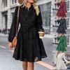 Robe de Fête Rétro Printemps et Automne Style Élégant Dentelle Manches Longues à Lacets