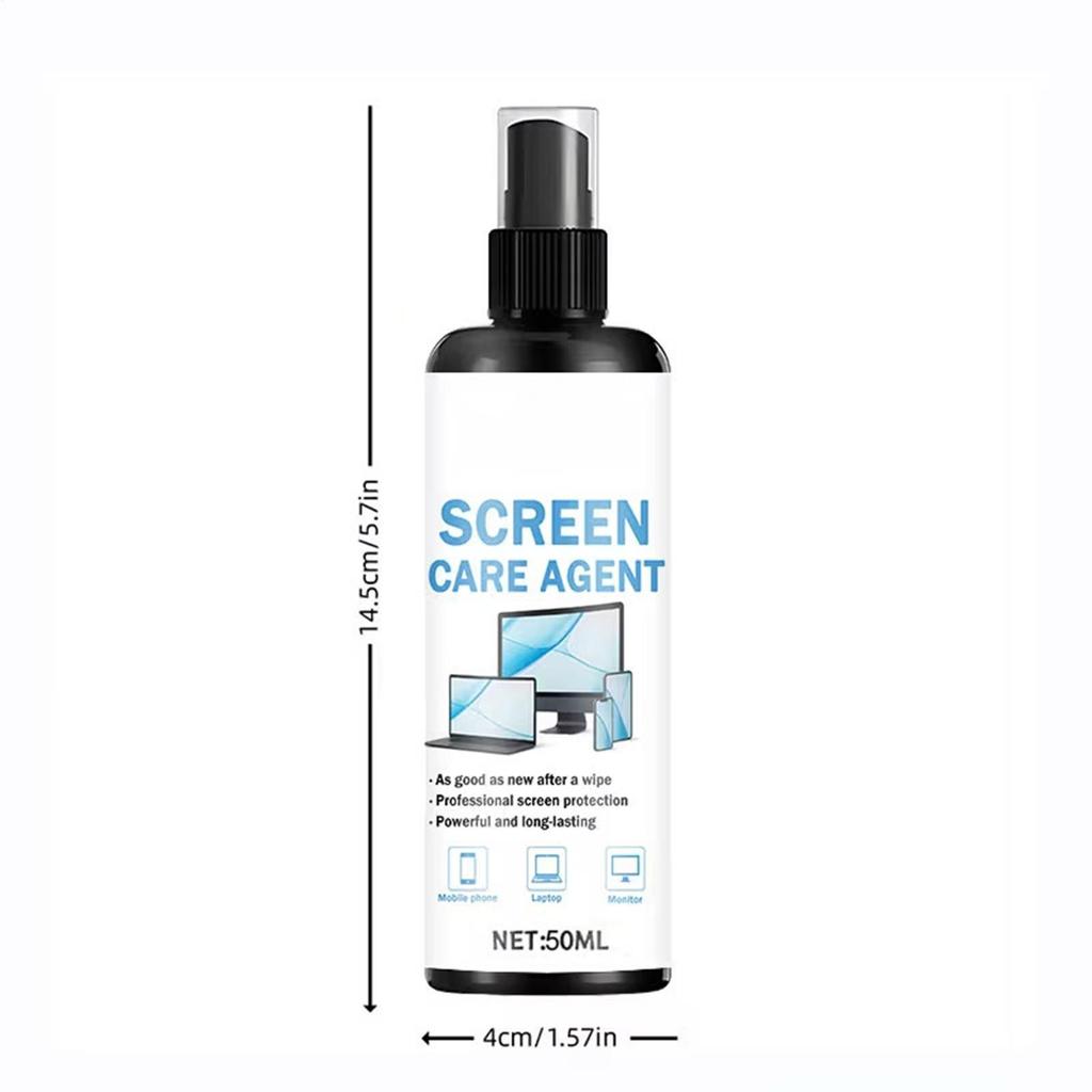 Screen Cleaner Spray 50ml Dust Remover Screen Cleaner with Wipe Cloth for Television Mobile Phone Electronic Devices Monitors