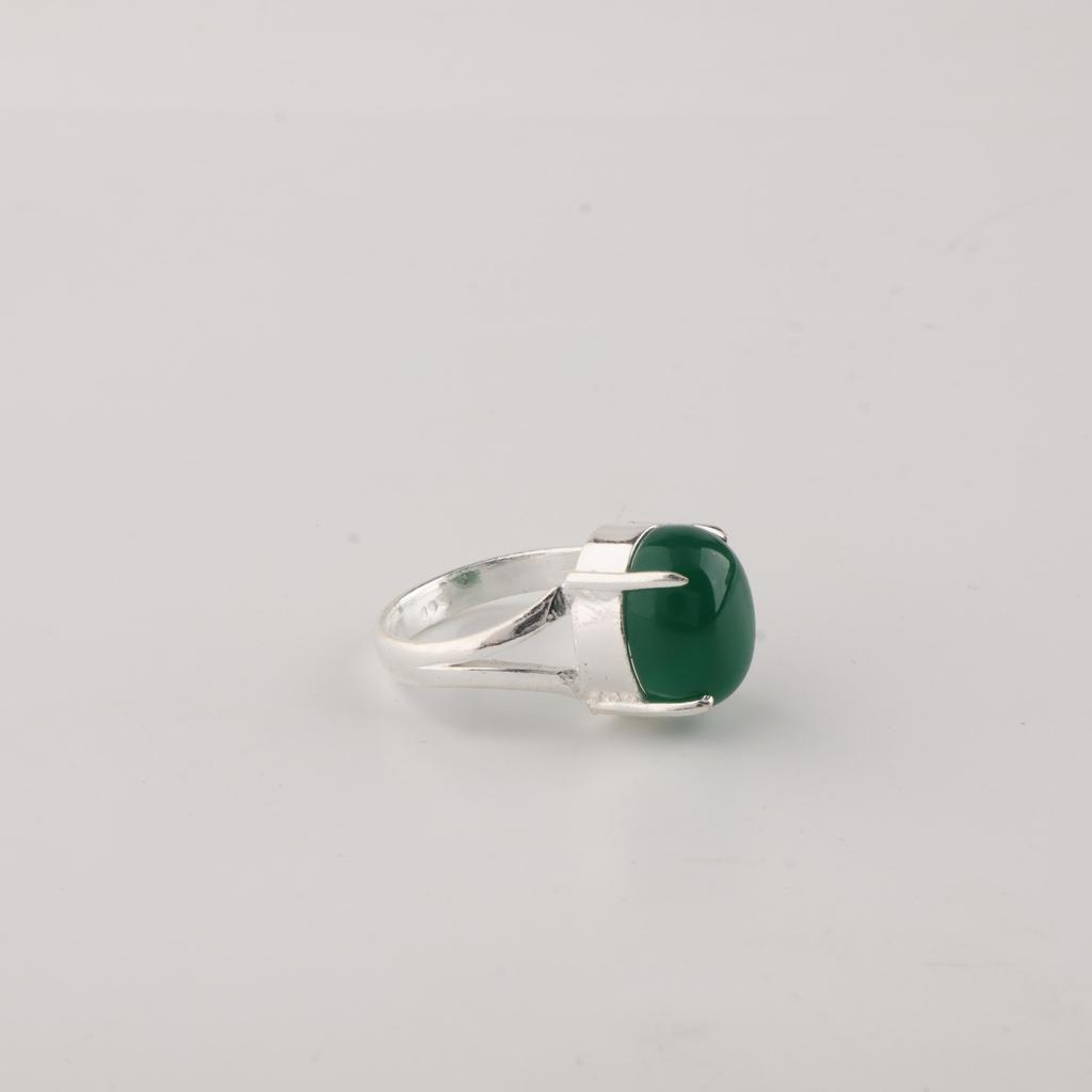 Green Onyx Cab Gemstone 925 Sterling Silver Handmade Jewelry Proposal Ring For Gift RR-75-30