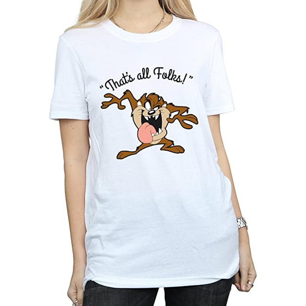 Looney Tunes Womens/Ladies That´s All Folks Taz Cotton Boyfriend T-Shirt