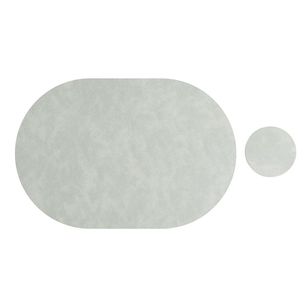 Nordic ins cowhide leather placemat two-color tableware oval dining table western food plate anti-scalding heat insulation pad waterproof