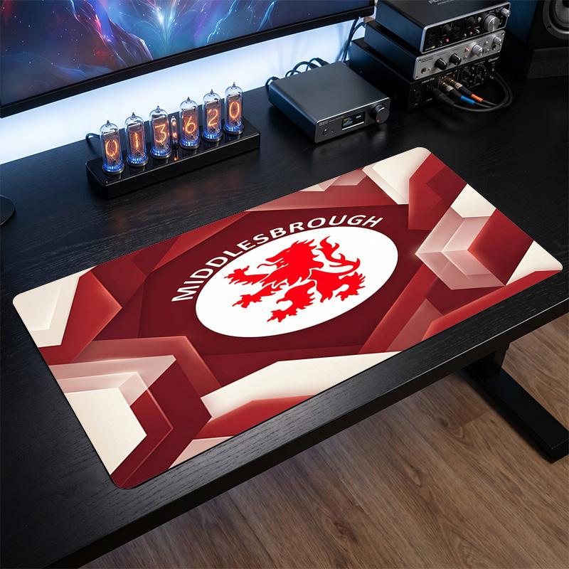 Middlesbrough FC Theme Pattern Mouse Pad, Soccer Logo Design XXL Gaming Desk Mat Non-Slip Computer Mouse Pad