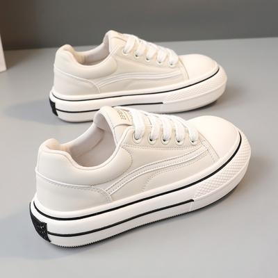 Neue Damenschuhe 2025 Frühling Runde Zehenpartie Plateau-Sneakers Sommer Casual Canvas Board Schuhe Abriebfest Studenten Damenschuhe