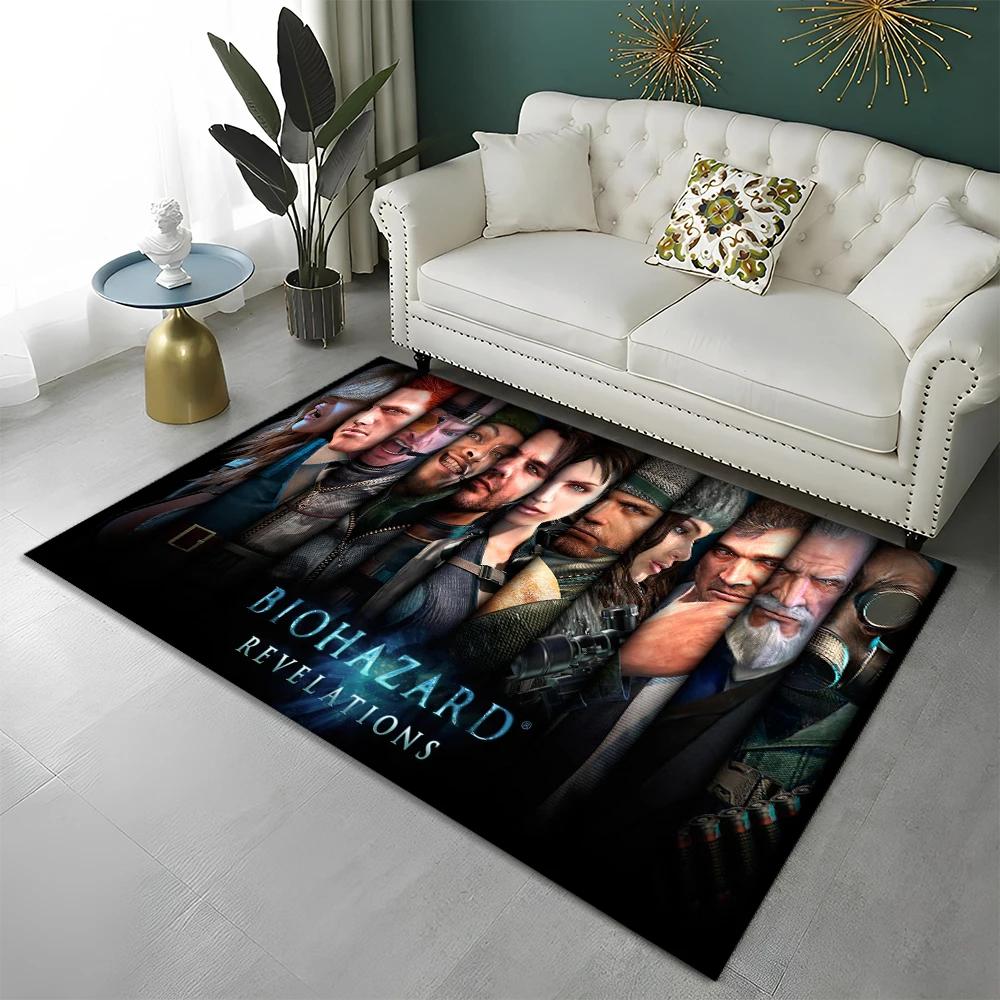 3D R-Resident Evil Gamer Spiele Teppich Teppich für Zuhause Wohnzimmer Schlafzimmer Sofa Fußmatte Dekor, Kinder Spielbereich Teppich Rutschfeste Bodenmatte