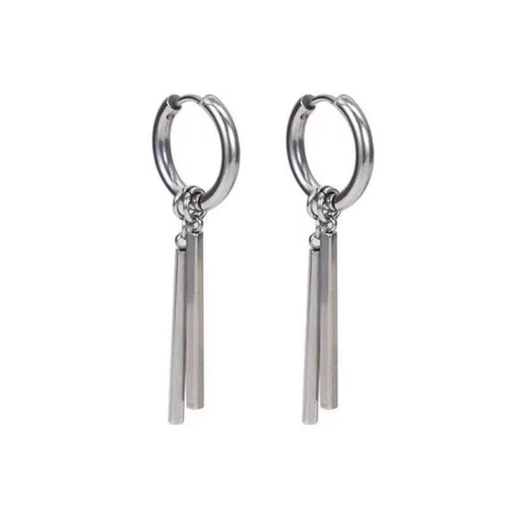 1pairs No Ear Piercing Square Stick Pendant Earrings Tassel Earrings  For Women and Men