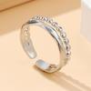 Elegant Stainless Steel Double Layer Irregular Opening Ring for Women - Fashionable European & American Style