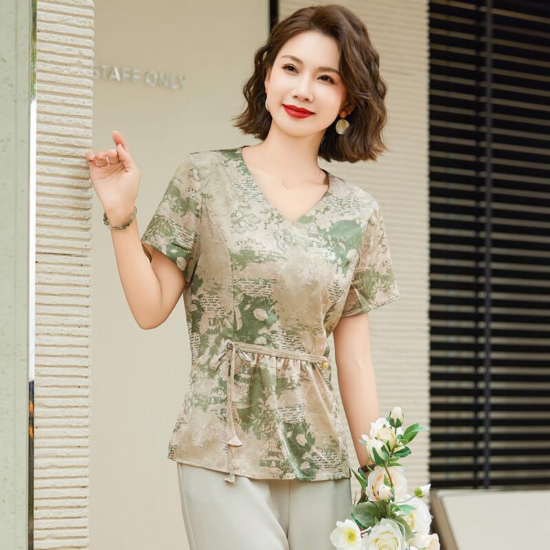 Women s V-Neck Short Sleeve Summer T-Shirt 3XL