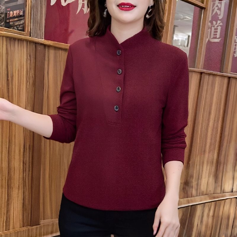 Women S Plus Size Thermal Long Sleeve T Shirt Stand Collar Warm Inner Top