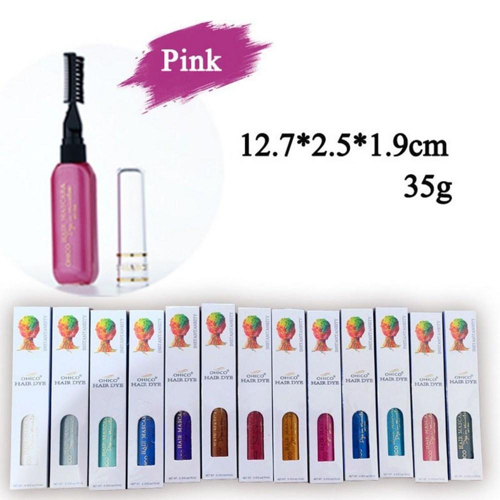 Hair Pen Disposable Temporary Dye Partial Dye DIY Hair Chalk Gray Hair Root Cover Festival Cosplay Ring Waterproof Ink Portable 1 pcs No. 11 Pink