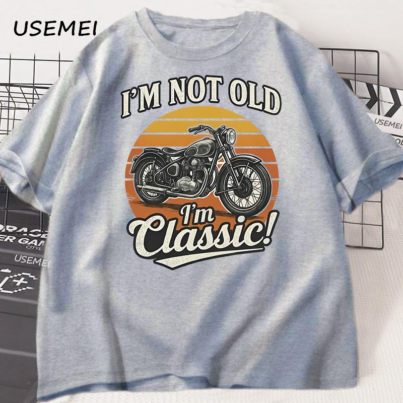 Vintage Motorcycle T Shirt Men Retro Motorcycle Graphic Tee Short-Sleeved Comfortable Soft Loose Tee Trend Street Cotton Tops
