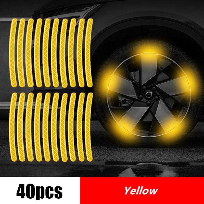 20Pcs Auto Motorcycle Bicycle Car Wheel Hub Reflective Sticker Luminous Stripes Tire Rim Reflective Sticker Night Safety Tape