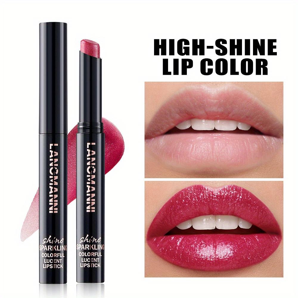 Pearlescent Lipstick,Silky Fine Glitter Lipstick Non-stick Cup Long-lasting Moisturizing Lipstick Non-fading Glitter Lipstick 10 Colors
