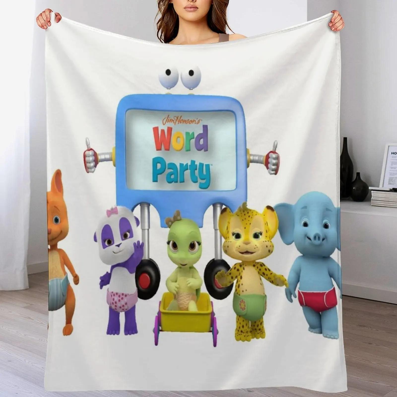 

Word Party cartoon Throw Blanket Ultra Soft Flannel Fleece Blanket for All Seasons 102x76cm(40x30in)