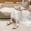 Fashion Women White Wedding High Heel Shoe Elegant Fashion Designer Pointed Tip Fine High Heels Women Pearl Banquet Wedding Shoe Tacones