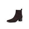 Krazing Pot Cow Suede Nubuck Winter Round Toe Chunky Heels Fashion Boots Women Zipper Retro Elegant Women Ankle Boots