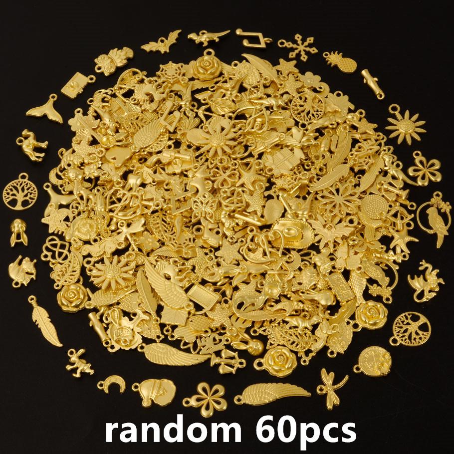 30/60/100 szt. Wielokolorowa Losowa Mieszanka Stop Metalowy Urocze Zawieszki Do Tworzenia Biżuterii Akcesoria Zwierzę Roślina Muszla DIY Bransoletki Wisiorek
