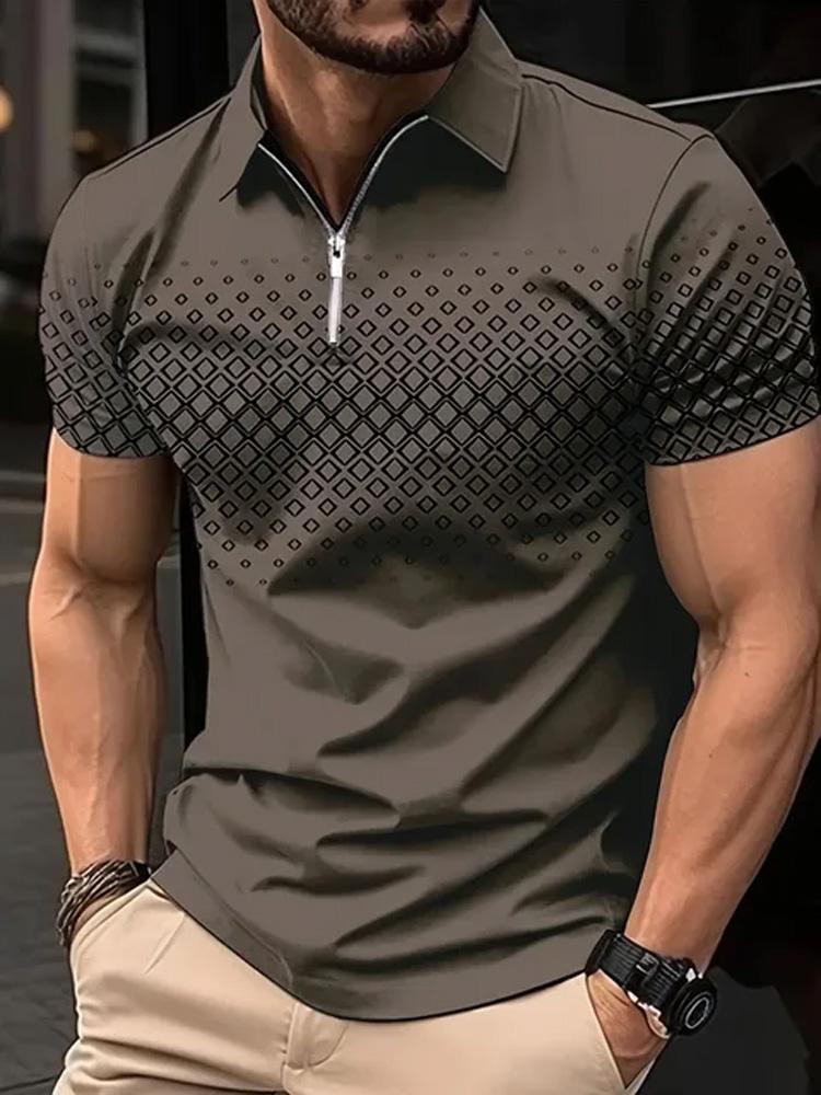 Letné pánske POLO tričko s krátkym rukávom módne 3D tričko so zipsom golfové tričko ležérne Street pánske oblečenie Európske meranie