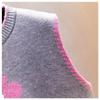 Round Neck Knitted Vest Embroidered Flowers Splicing Color Design Women's Knitted Pullover Sweater Loose Casual Top Autumn
